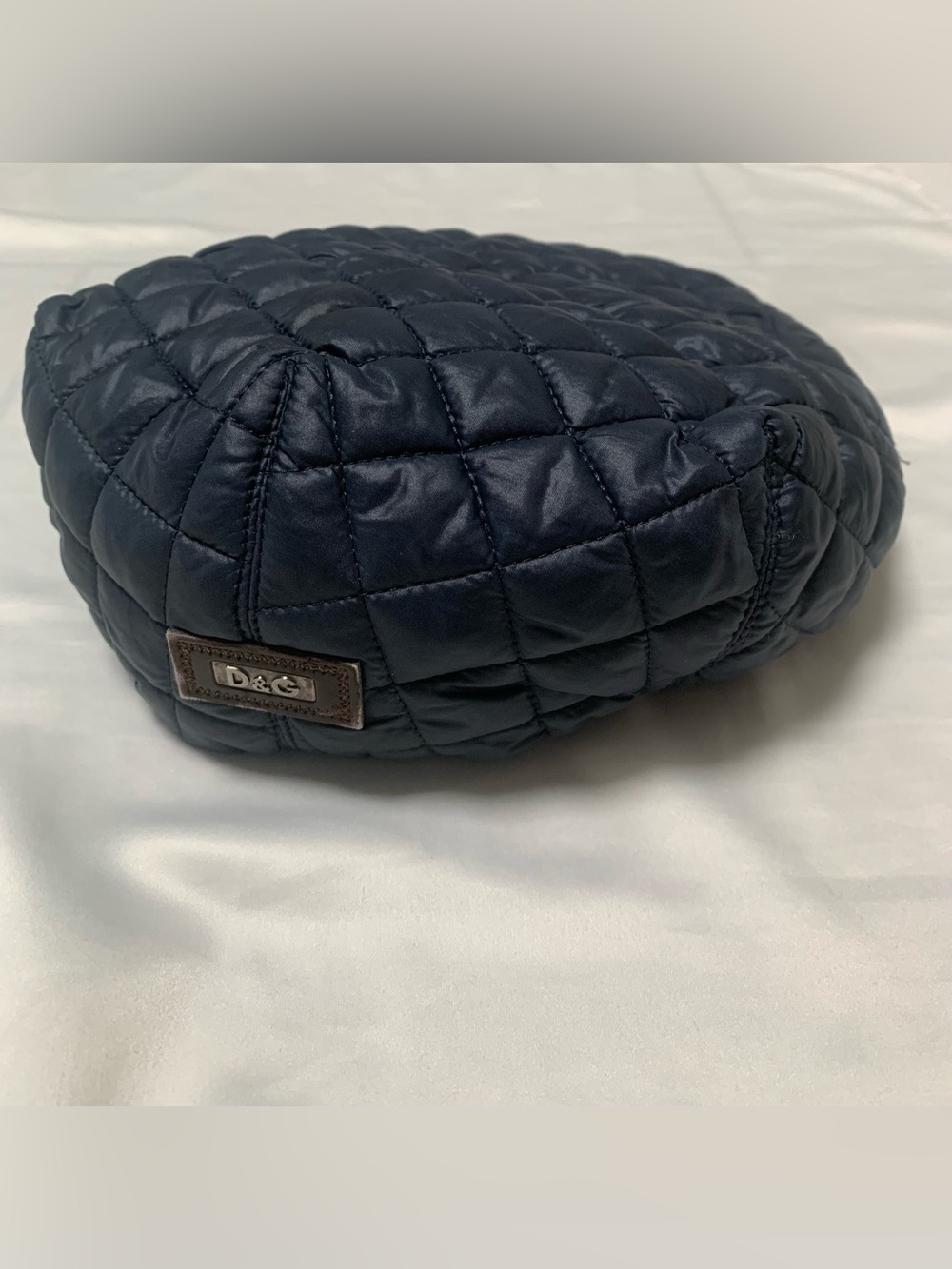 D&G Quilted Navy Leather Belt Cap